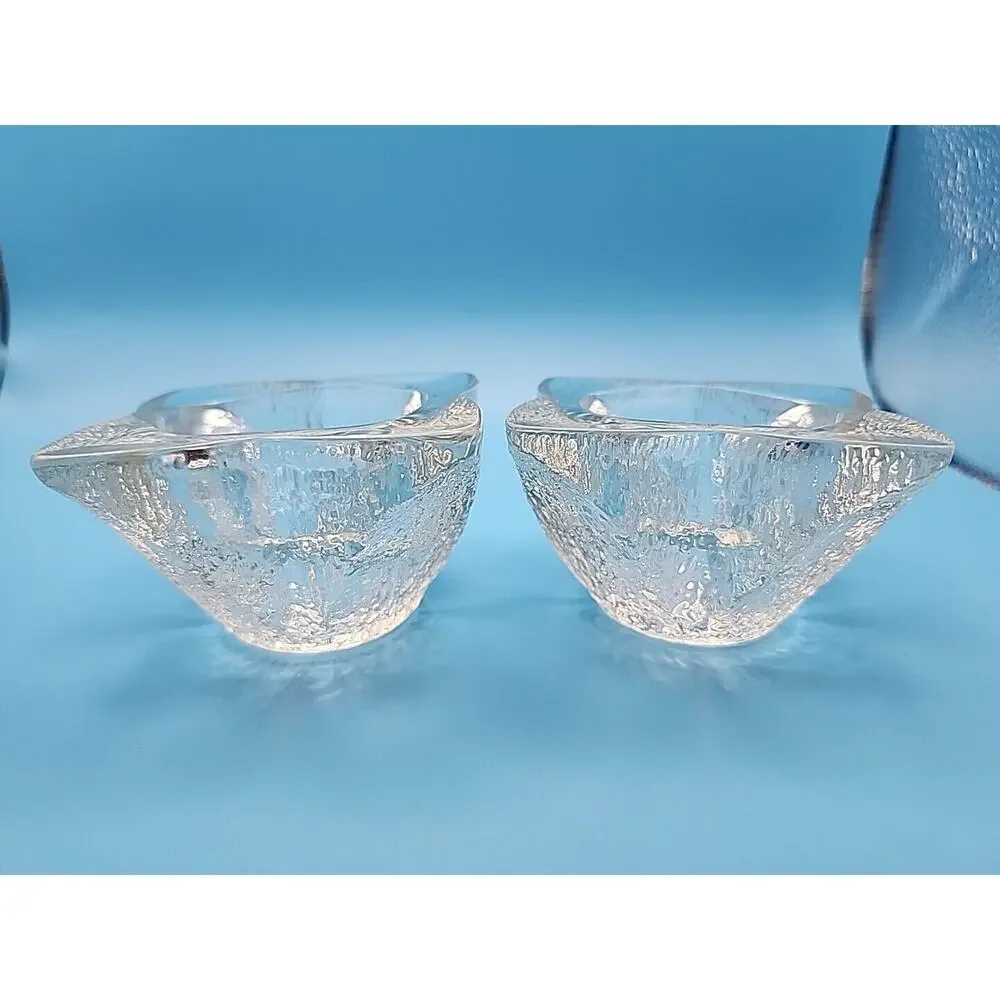 Vintage Glass Candle Holders Flower Design 3